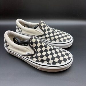 Black and White Checkered Vans slip-on trainers, Unisex, Men’s 8, Women’s 9.5